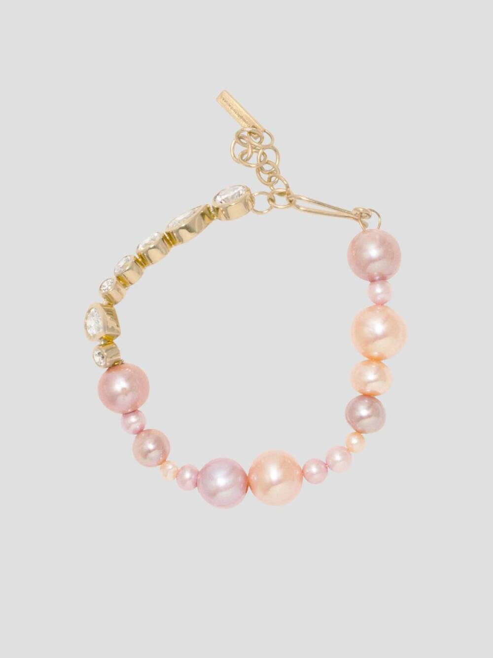 NEW COMPLETEDWORKS women's float pearl and zirconia vermeil bracelet in pink/gol